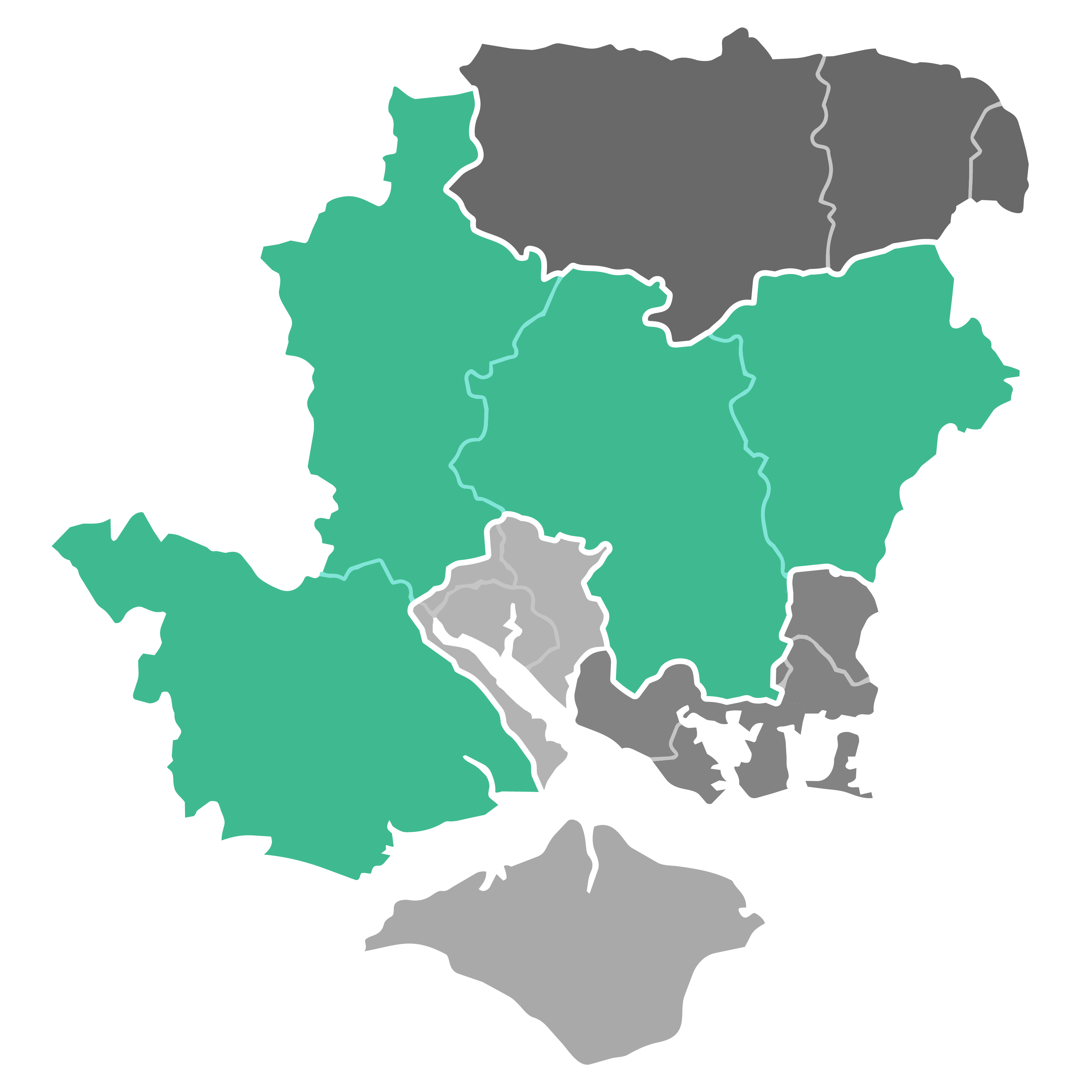 Map of Hampshire, highlighting the mid Hampshire unitary authority