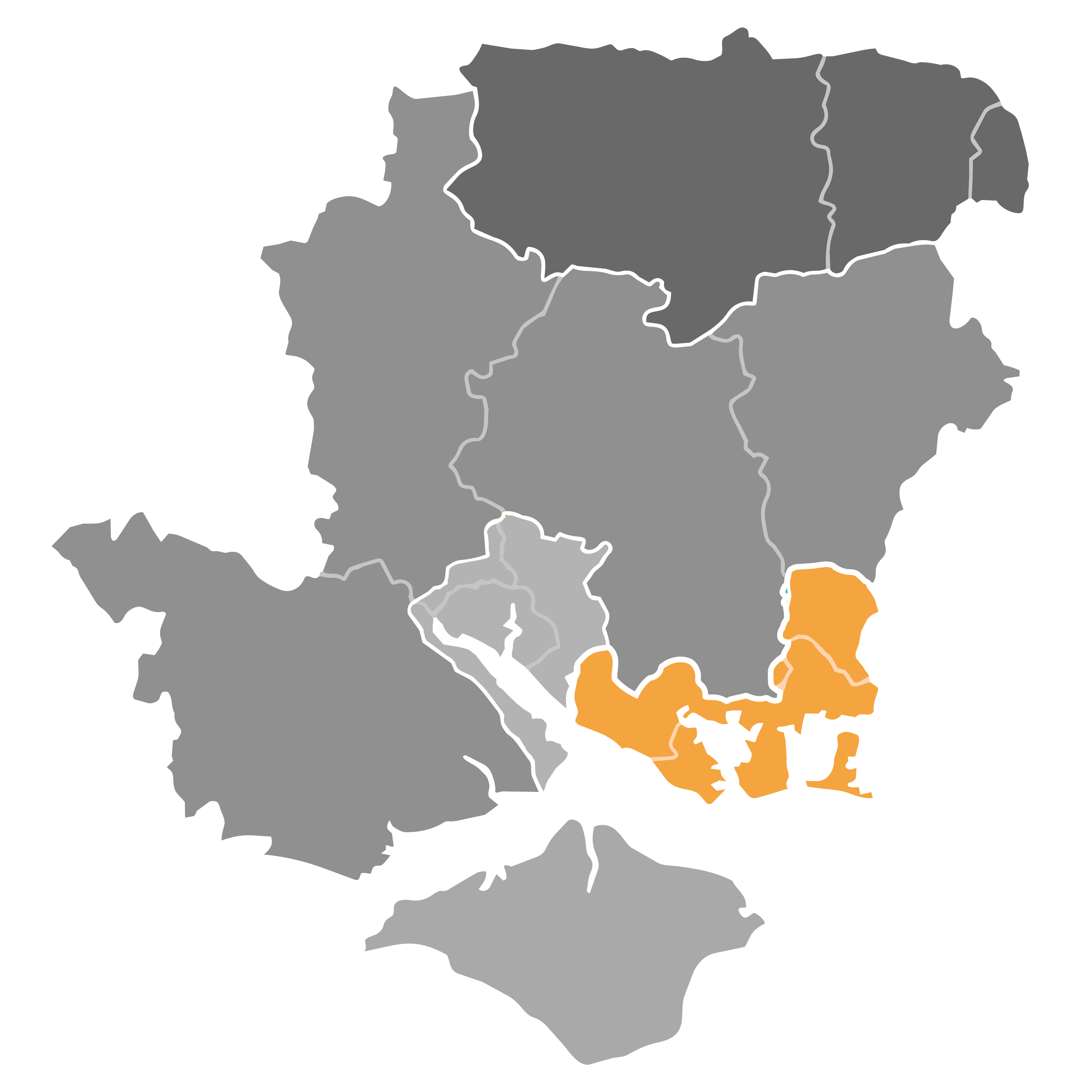 Map of Hampshire, highlighting the south east Hampshire unitary authority