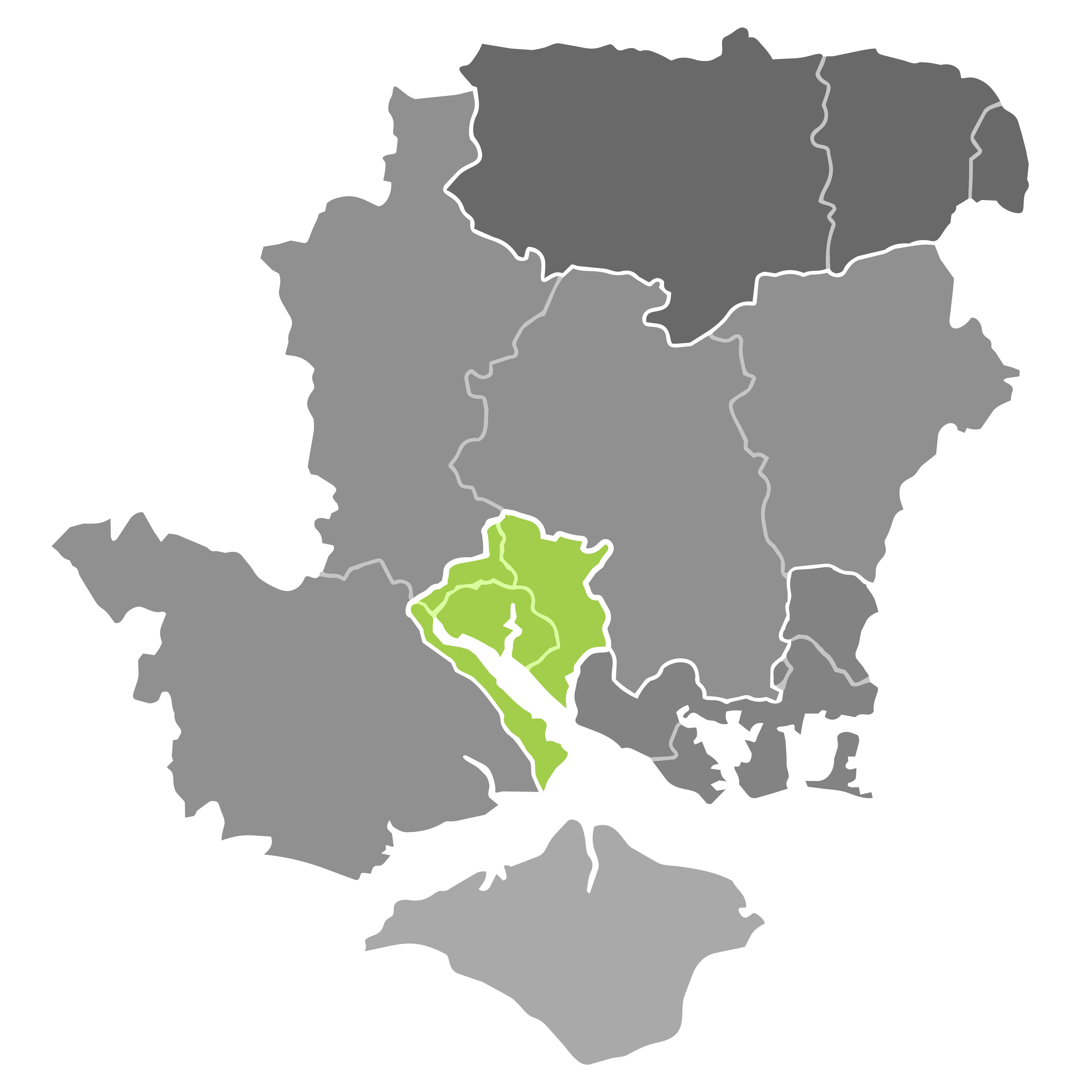 Map of Hampshire, highlighting the south west Hampshire unitary authority